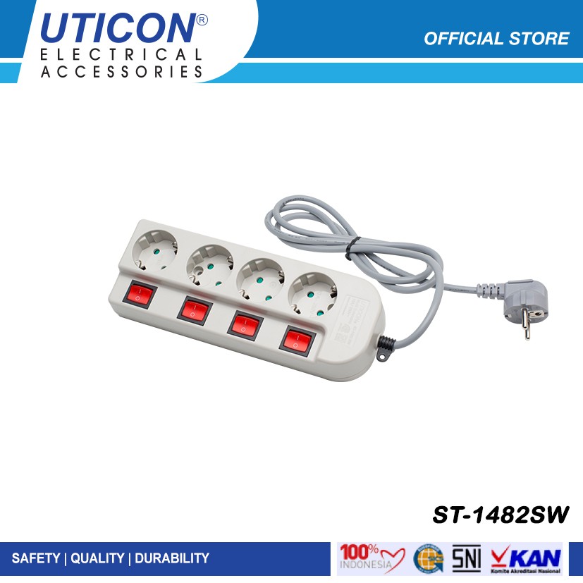 Jual Uticon ST-1482SW Stop Kontak Multi 4 Lubang | Shopee Indonesia