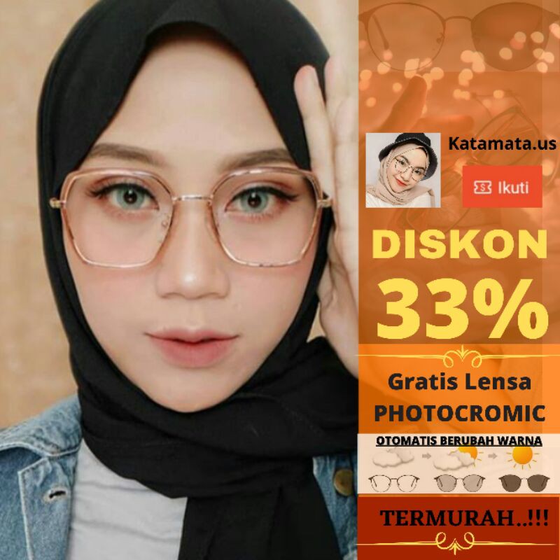 Jual kacamata0039/ KACAMATA MINUS WANITA PHOTOCROMIC SEGI ENAM | Shopee