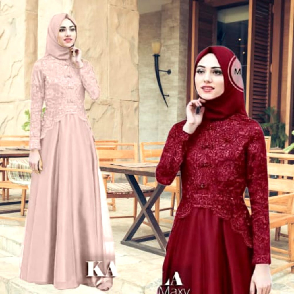 Jual Baju Pesta Wanita Baju Muslim Wanita Dress Brukat Muslim Kebaya