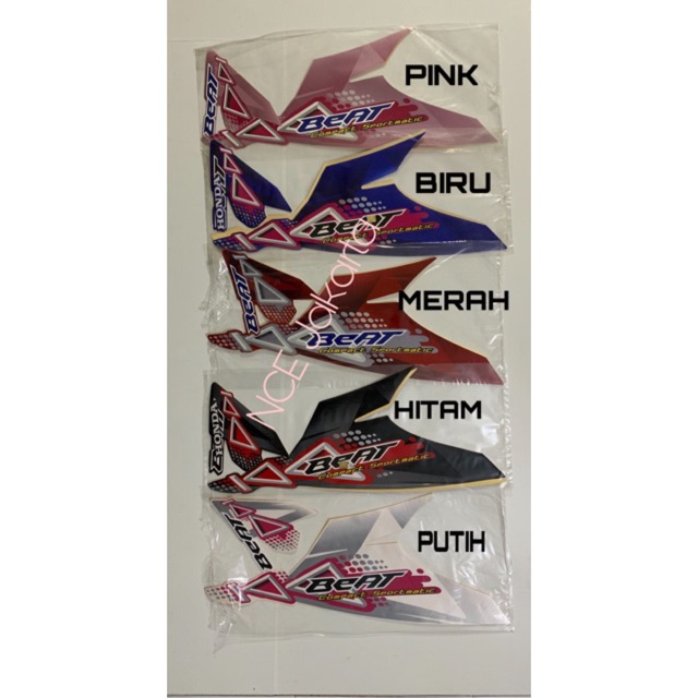 Jual Stiker striping Honda Beat Carbu 2011 Merah, Biru, Hitam dan Putih