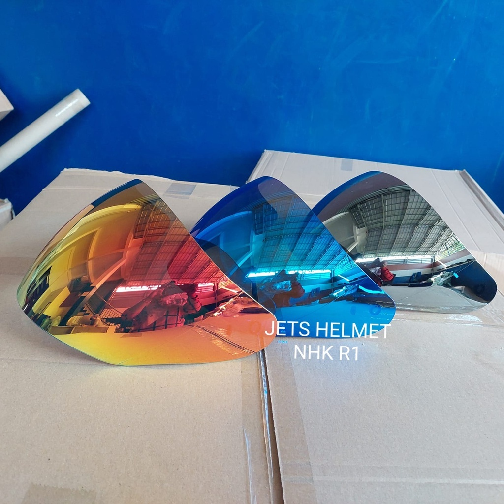 Jual Kaca Helm NHK R1 | Visor Flat Iridium NHK R1 GMA | Shopee Indonesia