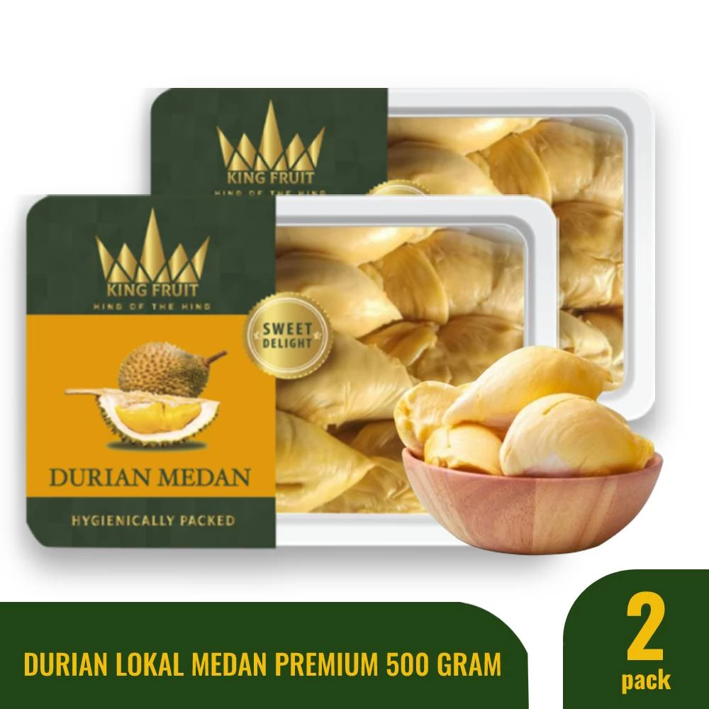 King Fruit durian lokal Medan grade A kemasan 500 gram dengan sarung tangan sekali pakai
