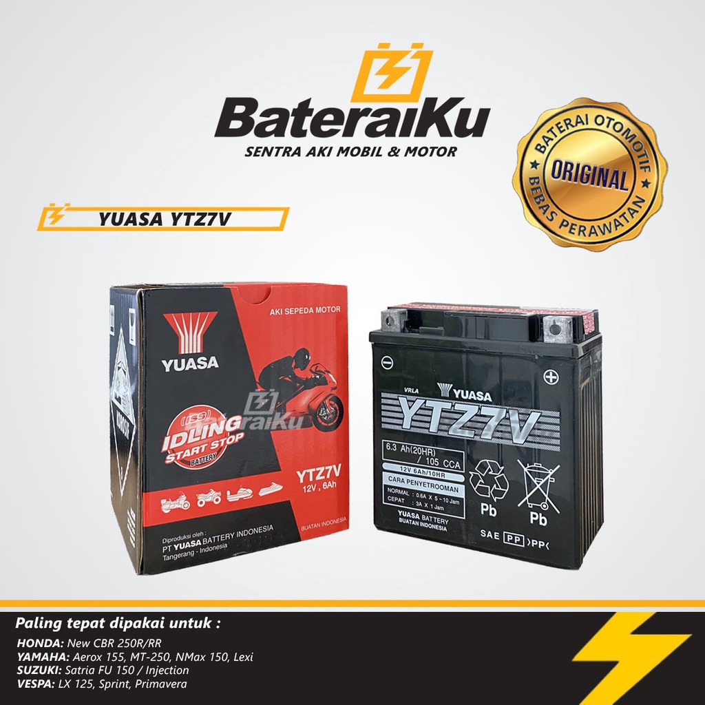 Jual Aki Motor Yuasa YTZ7V Aki Kering Aki Motor Aerox, Nmax, Satria