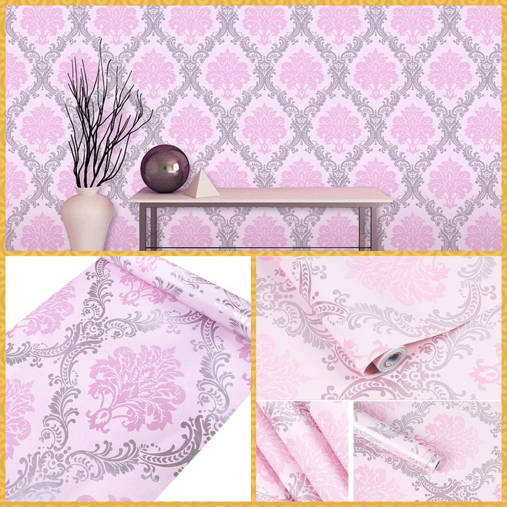 Jual Wallpaper Dinding GH025 9 M Wallsticker Pink Silver Sticker