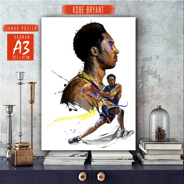Jual Jumbo Poster Kobe Bryant Gambar Sketsa Pemain Bola Basket La