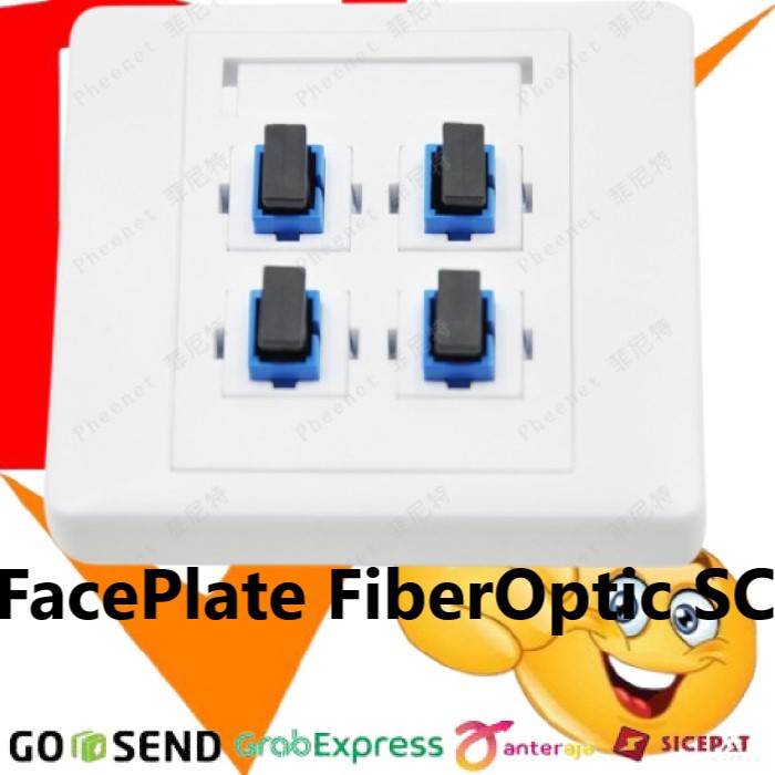 Jual Face Plate Roset Tanam FO 4 Core Port Adapter SC 4Core Fiber Optic ...