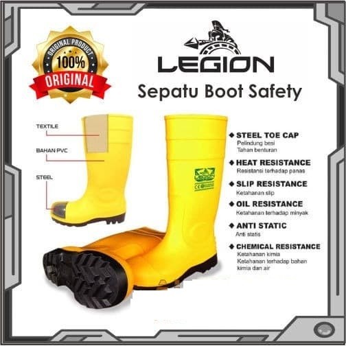 Jual Sepatu Boots Karet LEGION Ujung BESI Safety Boots Sepatu Proyek Shopee Indonesia