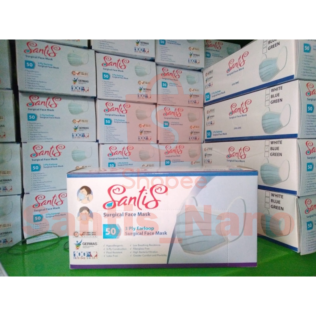 Jual Masker Medis 3ply / Surgical Face Mask / Masker Bedah Santis ...