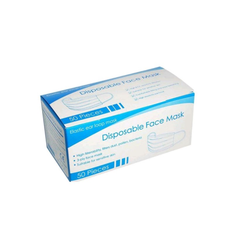Jual MASKER EARLOOP 3 PLY PLUS BOX ISI 50 PCS | Shopee Indonesia