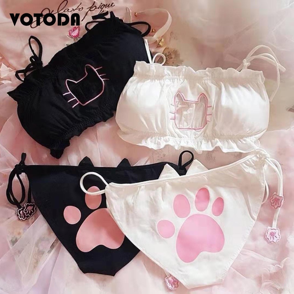 Jual Girls Cute Cat Cartoon Anime Cosplay Underwear Set Japanese  