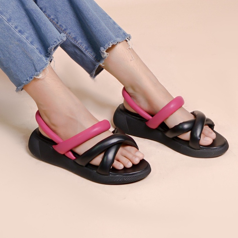 Jual Lapepa Yuk Sepatu Sandal Wanita Wedges Vivian Model Silang Dua