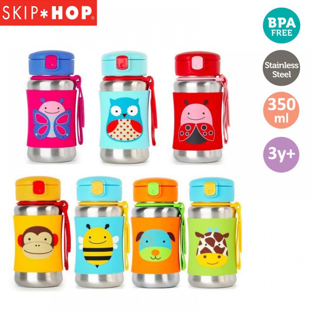 SKIP HOP Zoo Stainless Steel Straw Bottle 350 ml