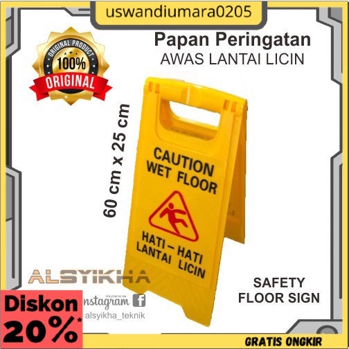 Jual PROMO Papan Peringatan Lantai Licin Basah Safety Sign CAUTION WET ...