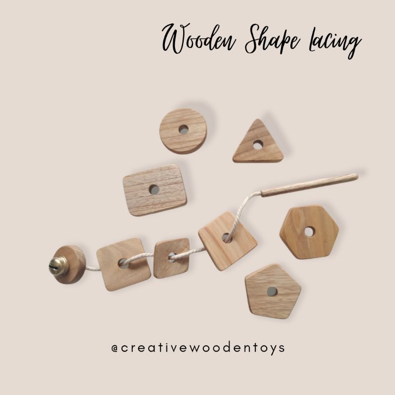 Jual Wooden Shapes Threading, Wooden Shapes Lacing, Mainan kayu bentuk ...