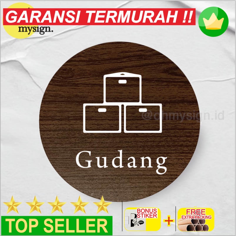Jual Terlaris Gudang Storage Room Sign Board Kayu Bulat Print Signage ...