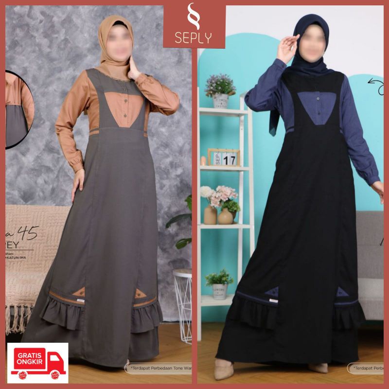 Jual Gamis Seply Meyra 45 (Grey, Black) | Shopee Indonesia