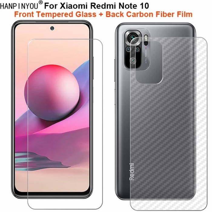 Jual REDMI NOTE 10 TEMPERED GLASS FRONT - BACK SKIN CARBON FIBER ...