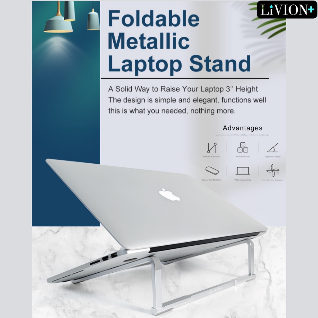 Jual Meja Laptop Portable Aluminium / Dudukan Laptop LiVION+ / Laptop ...