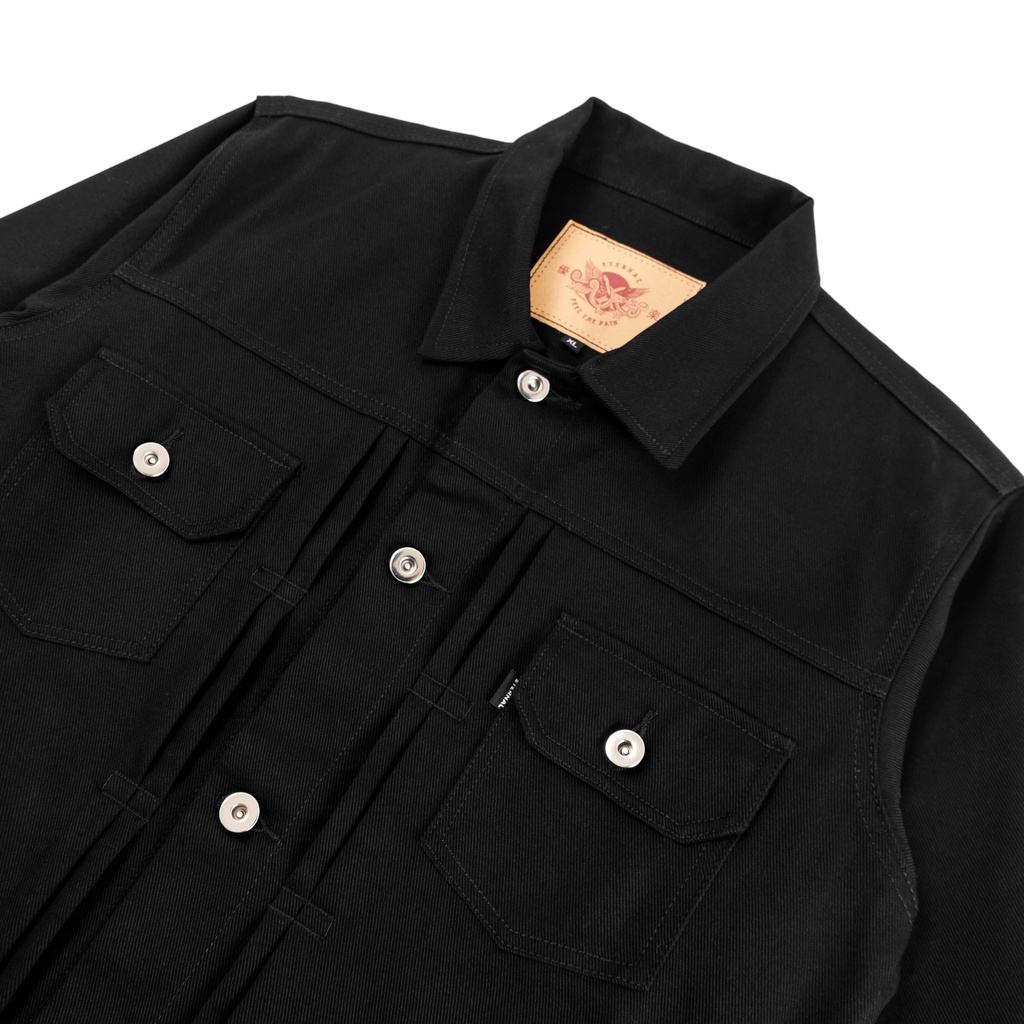 Jual ETERNALWORKS - Trucker Denim Jacket Hammer Super Black | Shopee ...