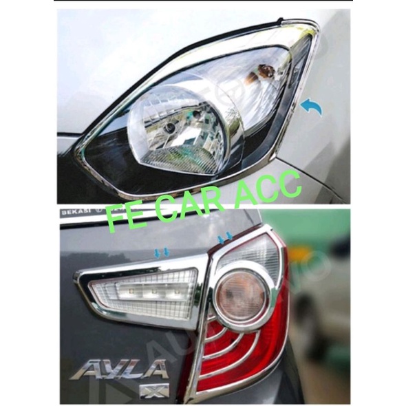 Jual Paket Satuan Garnish List Lampu Depan Dan Belakang New Ayla Tipe X Chrome Crum