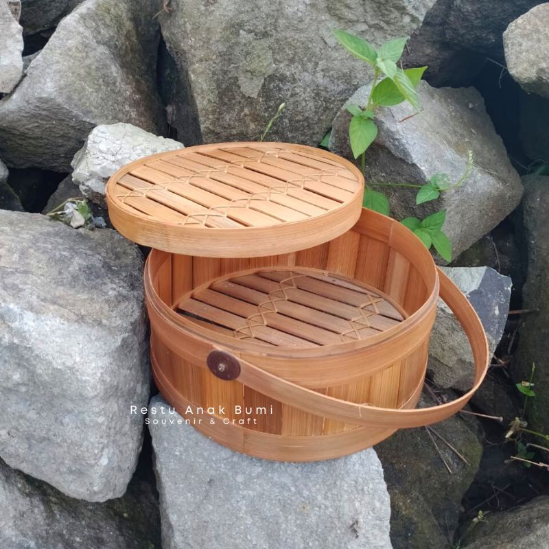 Jual hampers wadah Roti kue buah Premium Cangking Bulat 25 cm - Wadah ...