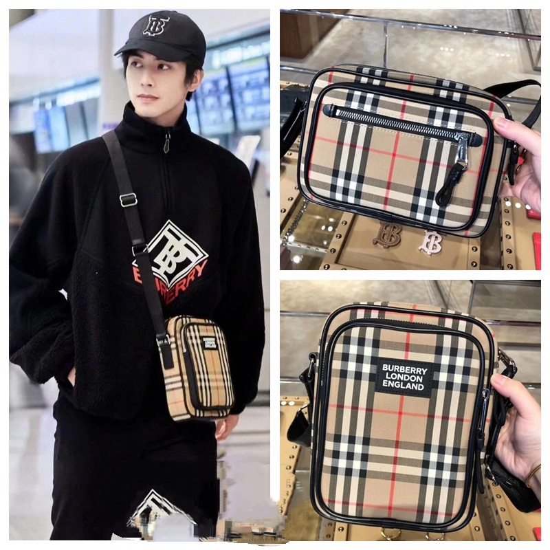 Jual Burberry Burberry paddy men's new printed nylon shoulder bag