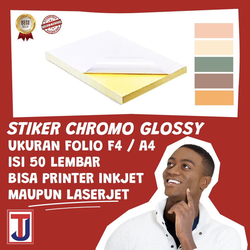 Jual Kertas Sticker Chromo F4 A4 Isi 50 Lembar [stiker Glossy