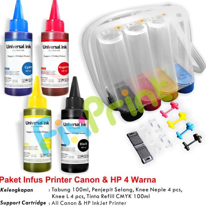 Jual Paket Tabung Infus Tinta Ciss Modif 100ml Dye Base Cmyk Refill Modifikasi Printer Canon 9561