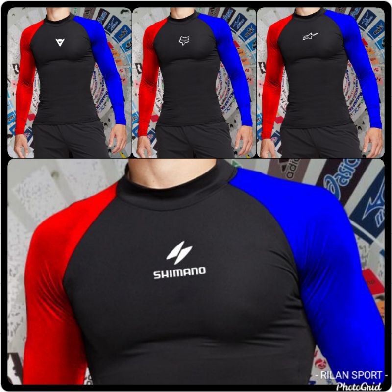 Jual Baselayer Manset Lengan Panjang Long Sleeve Atasan Olahraga Pria Pakaian Renang Diving Gym