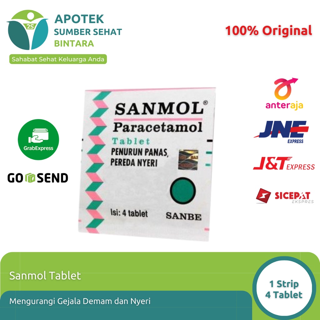 Jual Sanmol 500 mg/Sanmol Forte 650 mg Obat Demam Nyeri 1 Strip 4