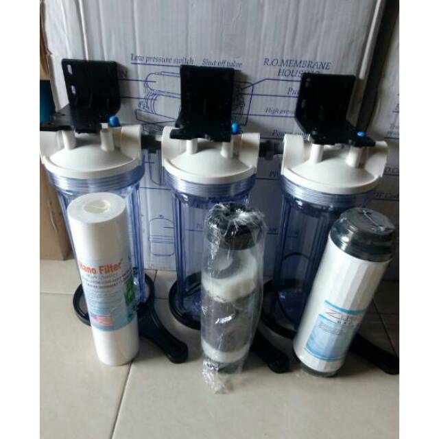 Jual Filter Saringan Rumahan 3 Tabung isi Nano Filter+ Mangan Zeolit ...