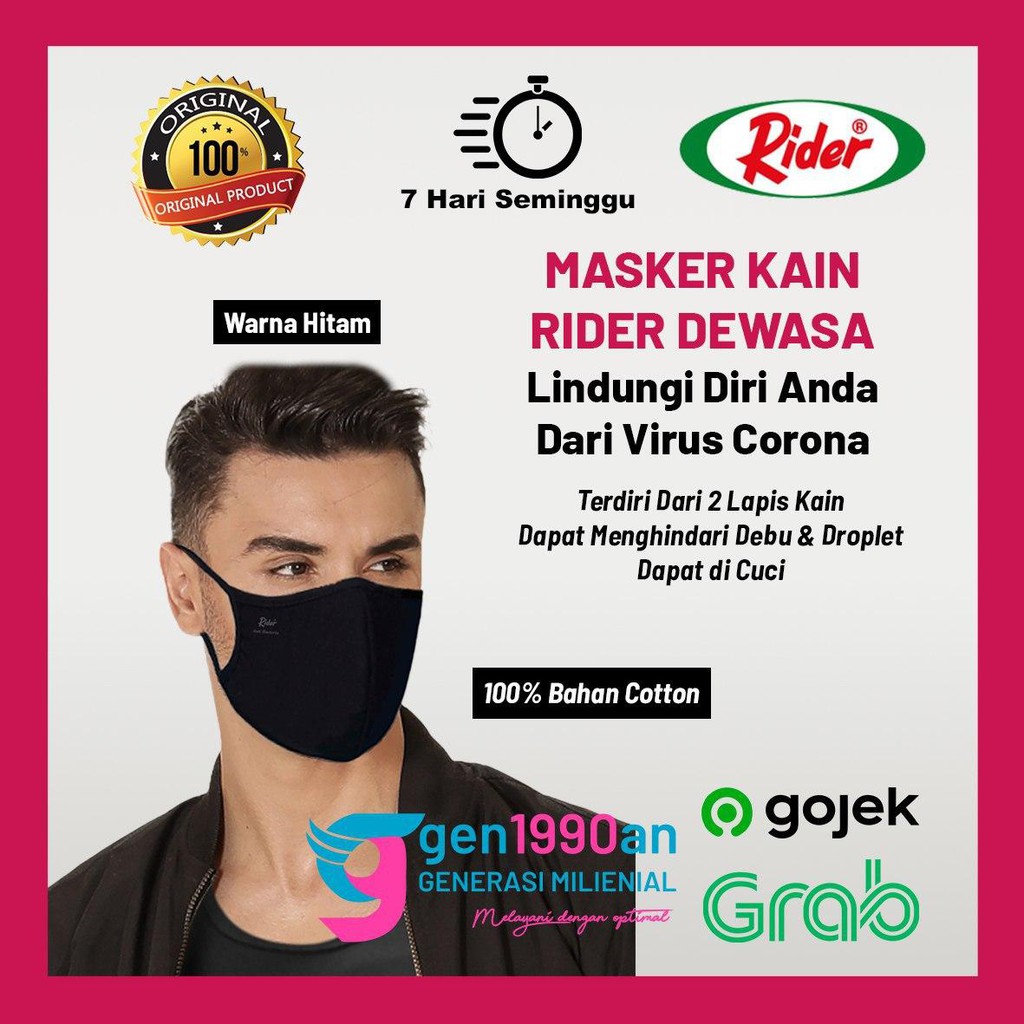 Jual Masker Kain Dewasa Rider 100% Katun Cotton Halus Anti Bakteri ...