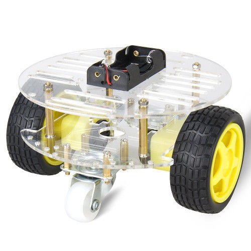 Jual 2WD Smart Car Sumo Caster Robot Round Chassis Arduino Kit 2 Layer ...