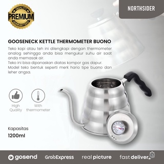 Promo KTCmart - Gooseneck Kettle with Thermometer 1,2L Teko Leher