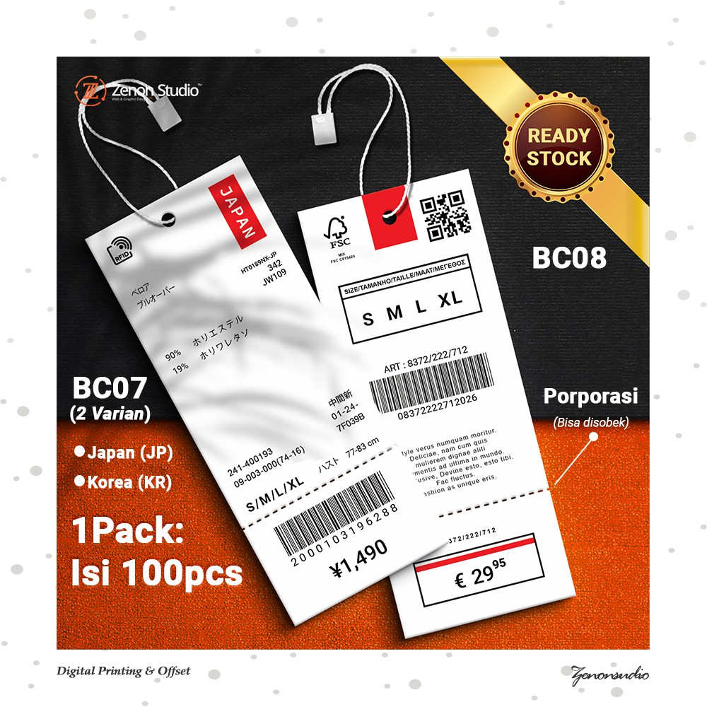 Jual [100pcs] Hang Tag / Hangtag Barcode Label Import Porporasi Ready