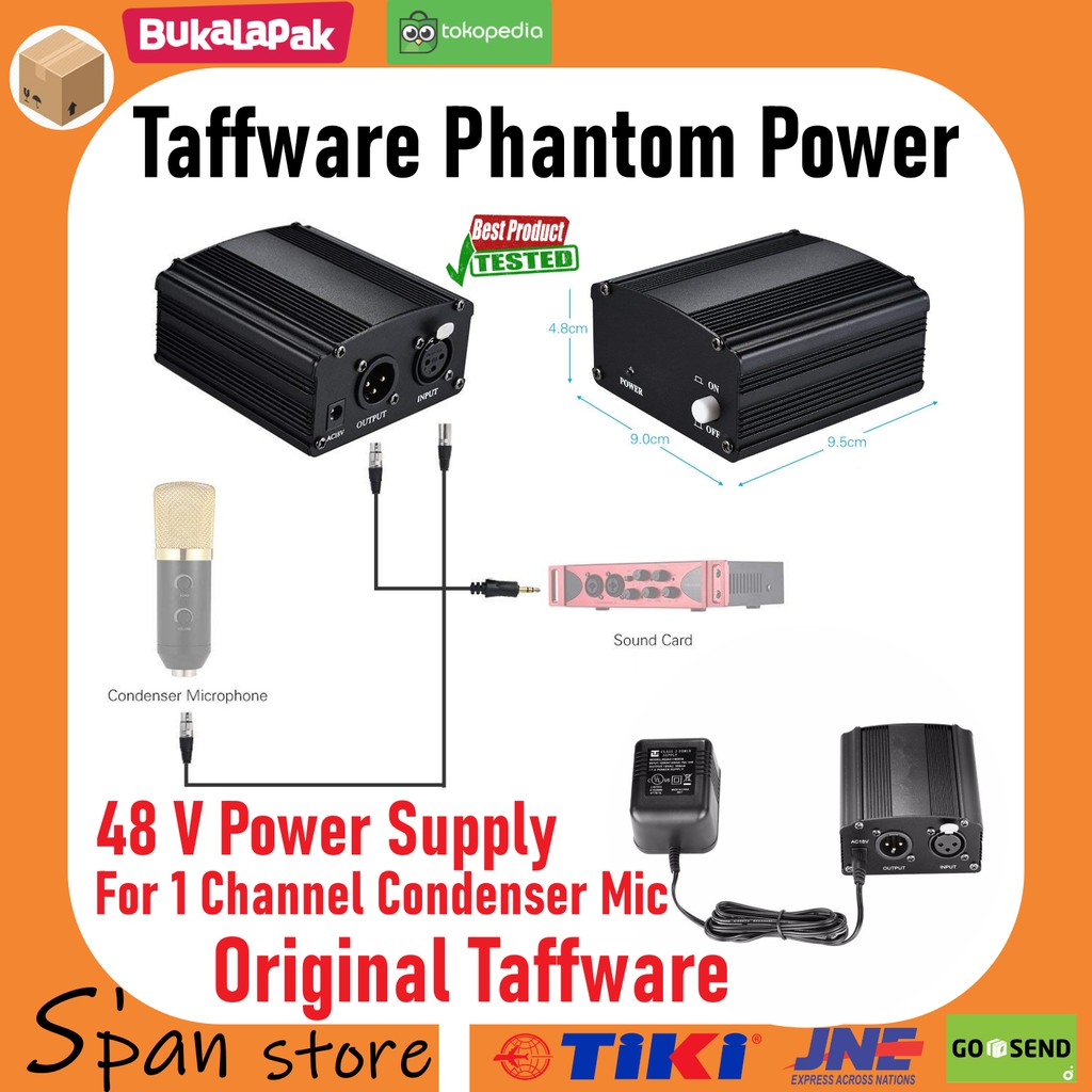 Jual Phantom Power Untuk Mic Condenser 1 Channel 48V Original Taffware