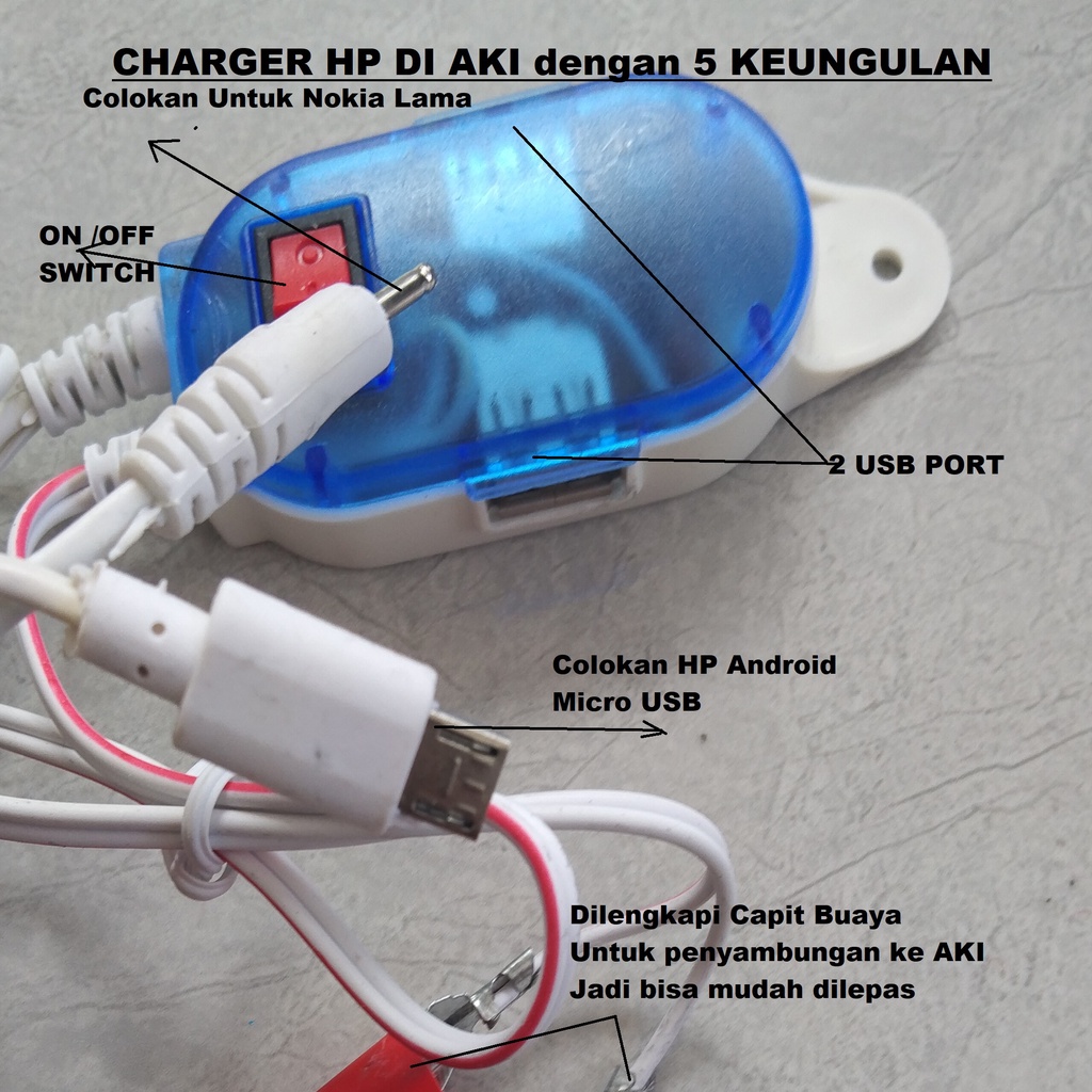 Jual Charger Hp Di Aki Motor Mobil Dengan Keunggulan Usb Port