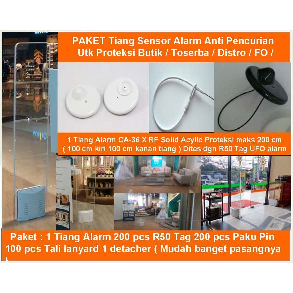 Jual Paket Tiang Sensor Alarm CA-36 X Solid Acrylic utk Proteksi toko ...