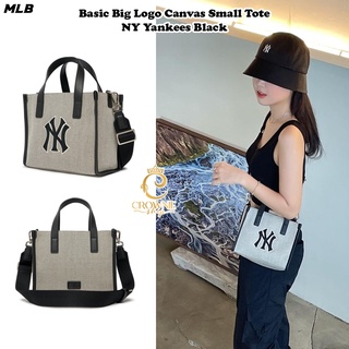 MLB Basic Big Logo Canvas Small Tote Bag NY Yankees Black, Totes for Women