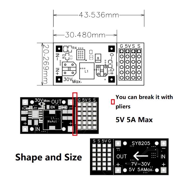 Jual SY8205 MP2482 5V 5A Step Down Buck Converter UBEC FIXED OUT 6 CH ...