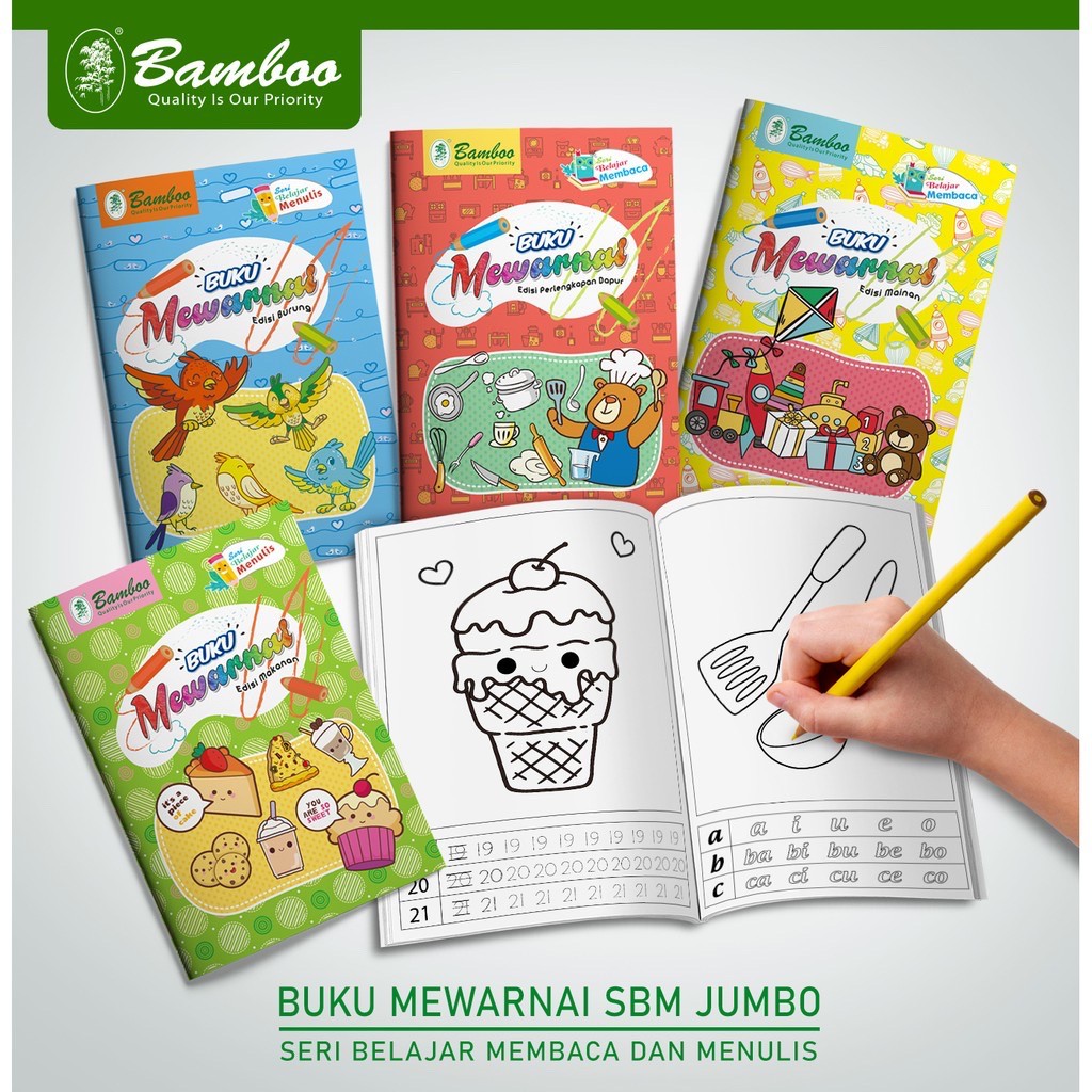 Jual Buku Mewarnai Anak Besar Bamboo RANDOM VARIANT | Shopee Indonesia