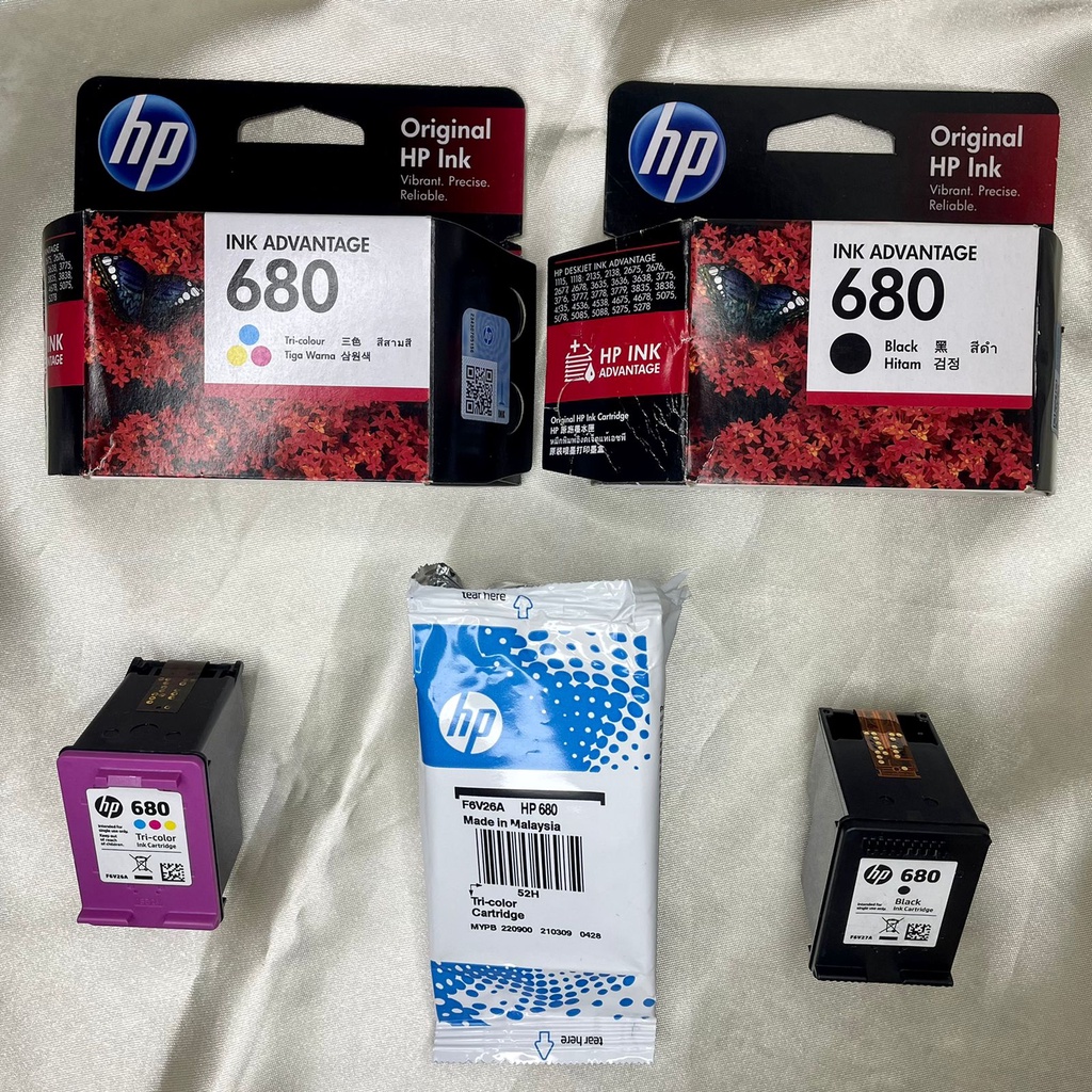 Jual Ink Cartridge Katrit Tri Color Black Hp Original 680 Hitam Warna Kosongan Bekas Tinta 5025