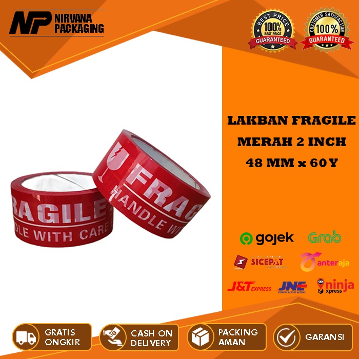 Jual LAKBAN FRAGILE 2 INCH - 48 MM X 60 YARD MERAH KUALITAS DAIMARU ...