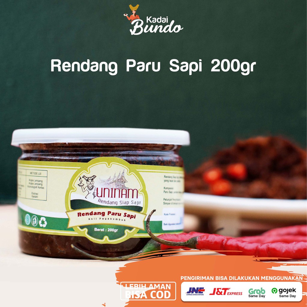 Jual Rendang Paru Uninam 200gram Rendang Kemasan Uninam Rendang Asli