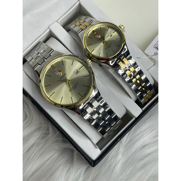 Jam Tangan Couple Pria Wanita Leopard Original Tgl Aktif Strap Rantai LP 8034