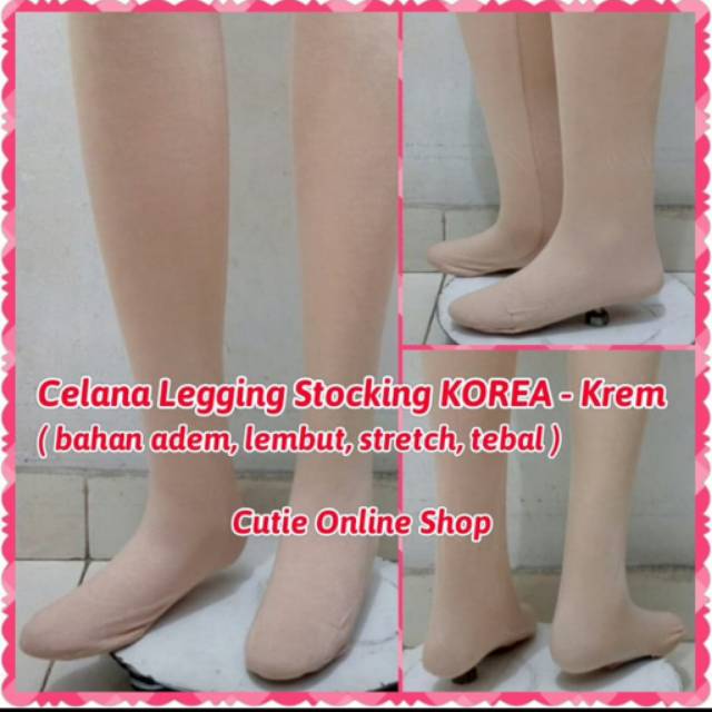 Jual Celana Legging Stocking KOREA Krem | Leging Import Tebal Hijab ...