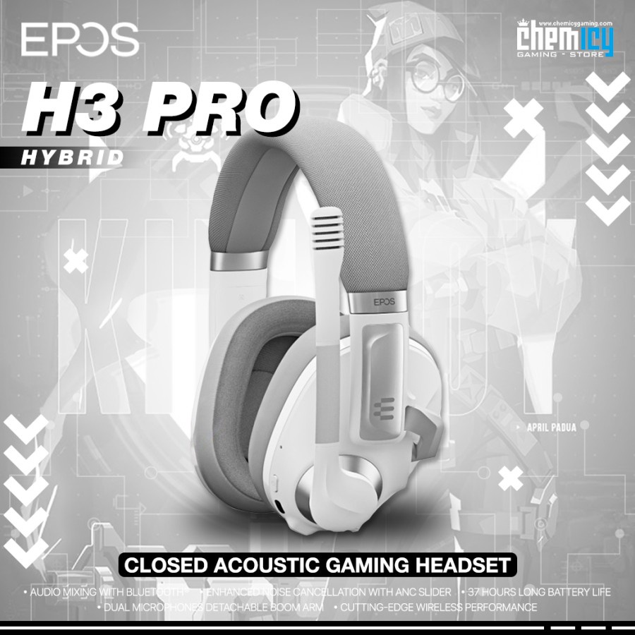 Jual EPOS H3 Pro Hybrid White Closed Acoustic Bluetooth Gaming Headset ...