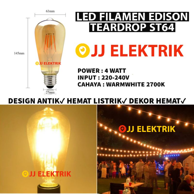 Jual Lampu LED Bulb Bohlam Edison Filamen Cafe Retro Pijar Vintage ...