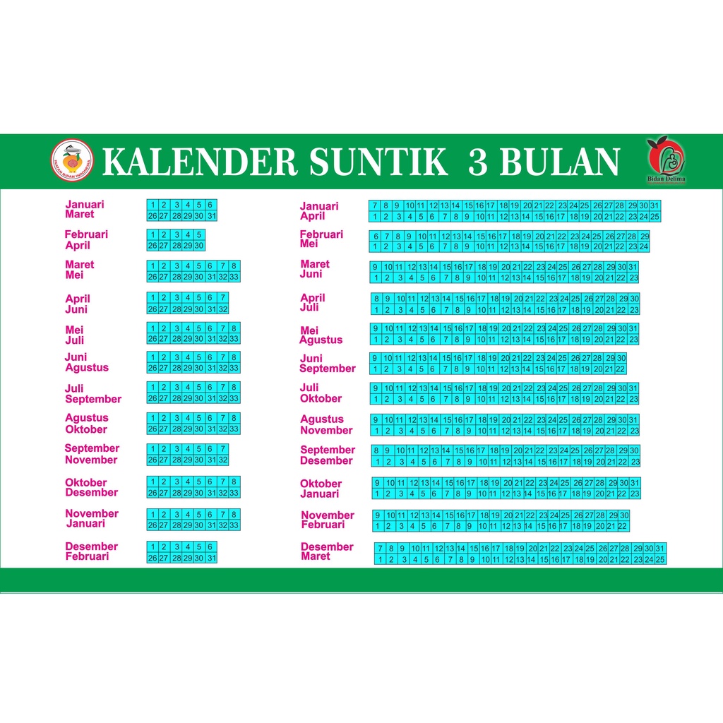 Jual Kalender KB 3 bulan ukuran F4  Shopee Indonesia