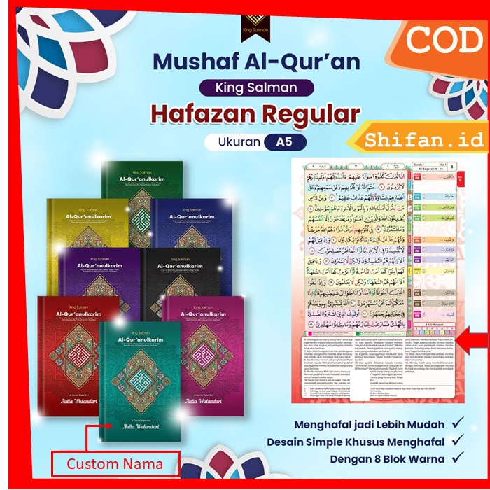 Jual Al Quran Hafalan Mudah hafal Hafazan Reguler 8 Blok Tajwid Warna ...